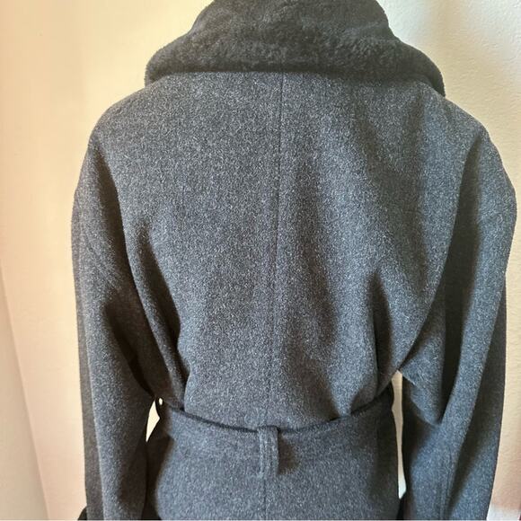 Vintage Y2K Jason Kole Wool Faux Fur Trim Belted Zip Jacket Cozy Winter Coat - Picture 4 of 16